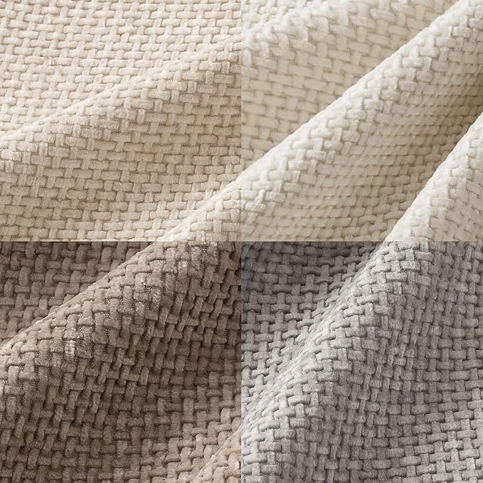 MIULEE Decorative Chenille Pillow Covers Neutral Beige 20x20 Pack of 4 | Modern - Image 2
