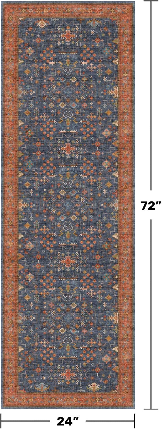 Navy Blue Runner Rug 2x6 for Kitchen, Laundry Room, Washable Non Slip Non Skid - Image 2