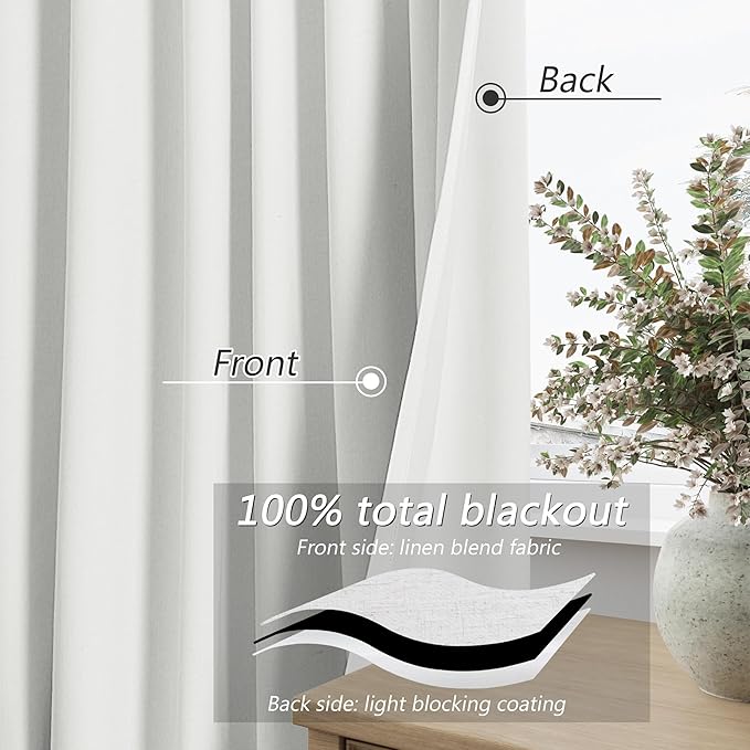 100% Blackout Extra Wide 100 Inch Linen High Ceiling 10FT Curtains 120 Inches - Image 3