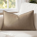 MIULEE Decorative Linen Lumbar Pillow Cover 12x20 Inch Khaki | Fall Autumn Boho by MIULEE