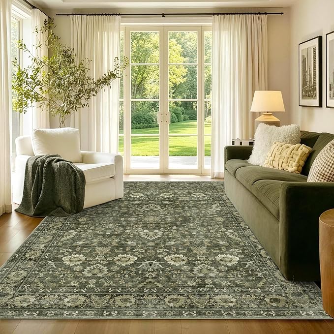 5x7 Ft Area Rugs for Living Room, Soft Non-Slip Machine Washable Rug, Vintage - Image 2