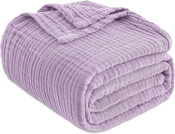 EMME Cotton Blanket Queen Size for Bed Soft Large Muslin Bed Blankets 90"x90" - Image 7