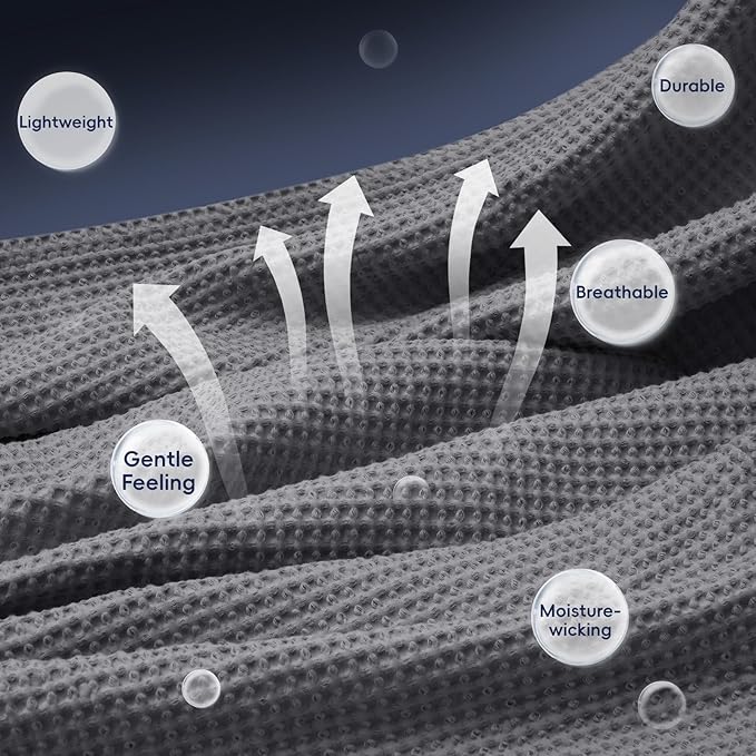 PHF 100% Cotton Waffle Weave Blanket King Size for Bed,Snag Proof Lightweight Breathable Moisture-Wicking Throw for Couch,Great for Layering in Cold Weather,Machine Washable,Home Decor Gift-Charcoal