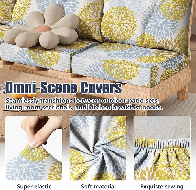 8Pcs Outdoor Cushion Covers, Stretch Patio Furniture Couch Chair Slipcovers | - Image 4