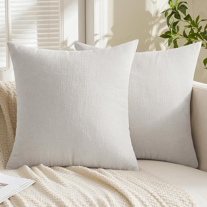 MIULEE Light Grey Chenille Couch Euro Throw Pillow Covers, 22x22 | Set of 2 - Image 5