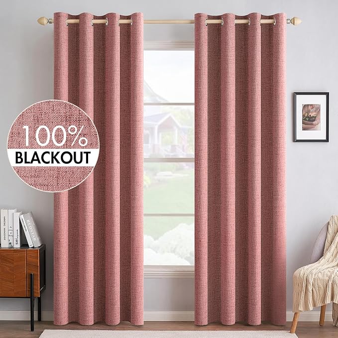 MIULEE 100% Blackout Linen Curtains by MIULEE