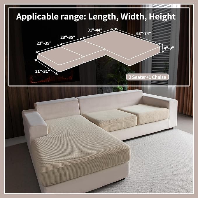 OHSIO Sectional Couch Covers, Wear Resistant Stretch Sofa Covers Washable Soft - Image 2