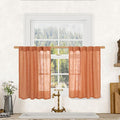 Burnt Orange Linen Curtains 30 Inch Length by LAMIT