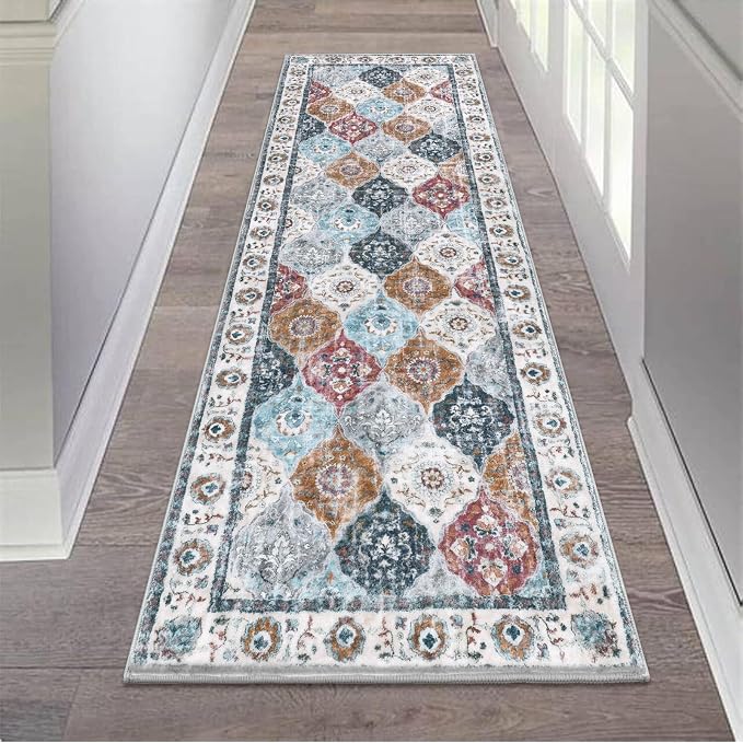 HEBE Hallway Runner Rug 2'x6', Washable Non Slip Kitchen Rug Runner | Soft Boho by HEBE