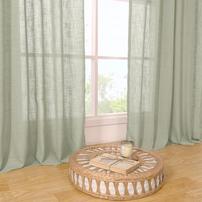 Semi Sheer Linen Curtains 36 Inch Length 2 Panels - Image 9
