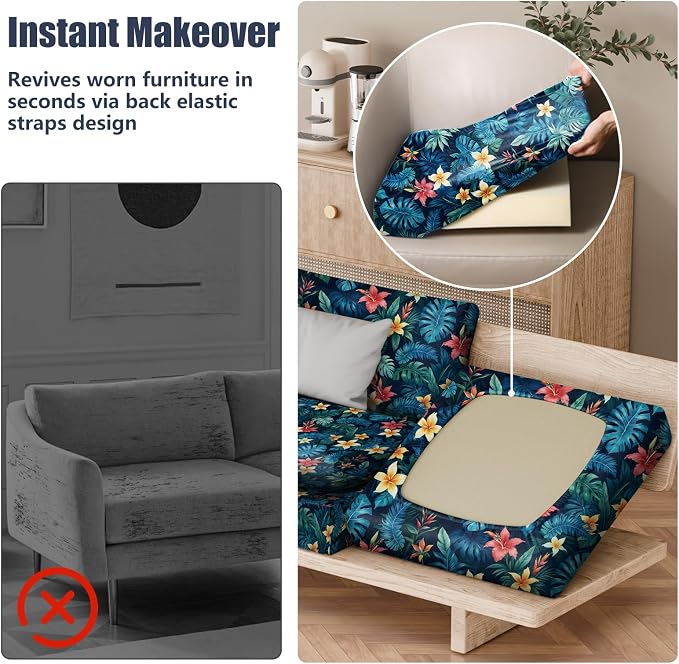 8Pcs Outdoor Cushion Covers, Stretch Patio Furniture Couch Chair Slipcovers | - Image 5