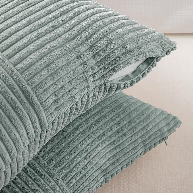 Fancy Homi 2 Packs Grey Blue Long Lumbar Decorative Throw Pillow Covers 16x24 - Image 4