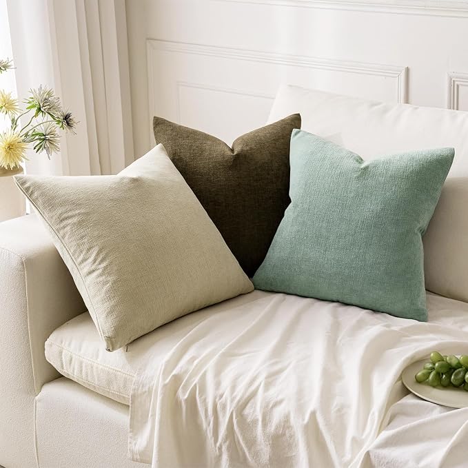 MIULEE Coffee Chenille Couch Throw Pillow Covers, 20x20 | Set of 2, Soft - Image 5