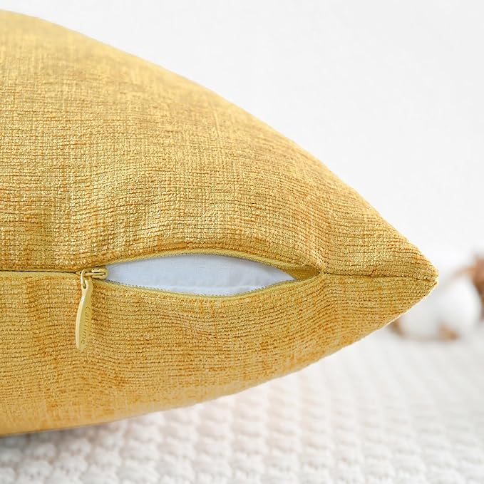 CaliTime Decorative Couch Throw Pillow Covers 24 X 24 Inches Gold | Pack of 2 - Image 3