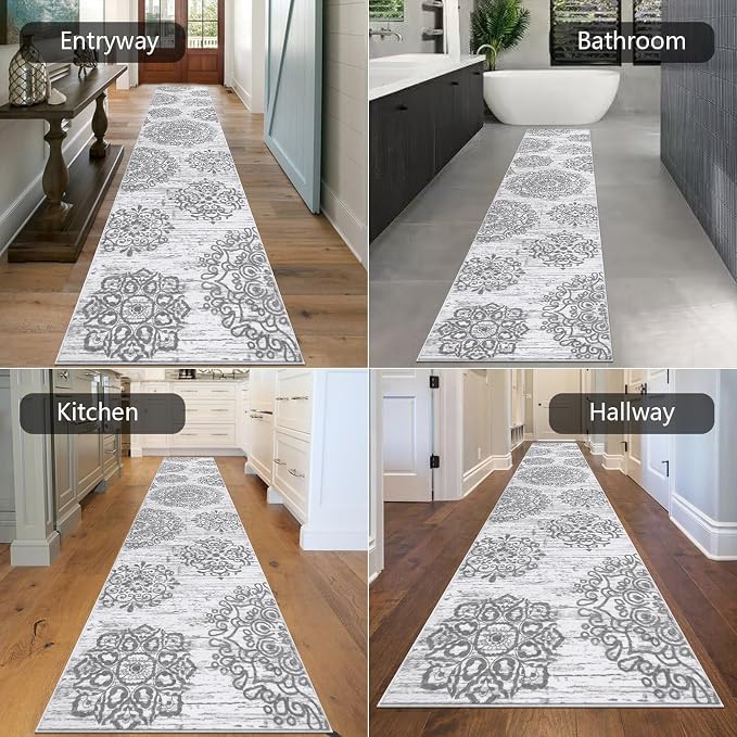 HEBE Hallway Runner Rug 2'8''x14', Washable Non Slip Kitchen Rug Runner | Soft - Image 6