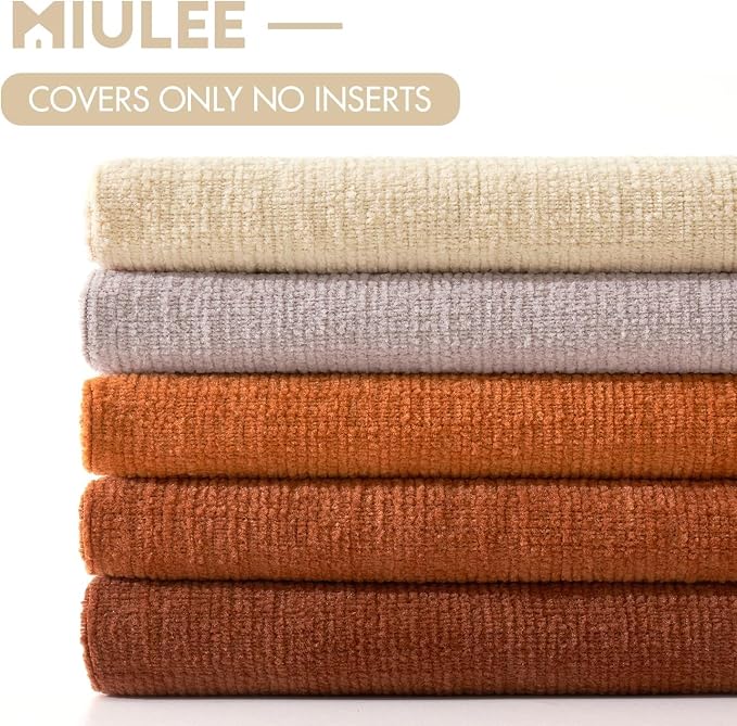 MIULEE Fall Orange Chenille Couch Throw Pillow Covers, 20x20 | Set of 2 - Image 6