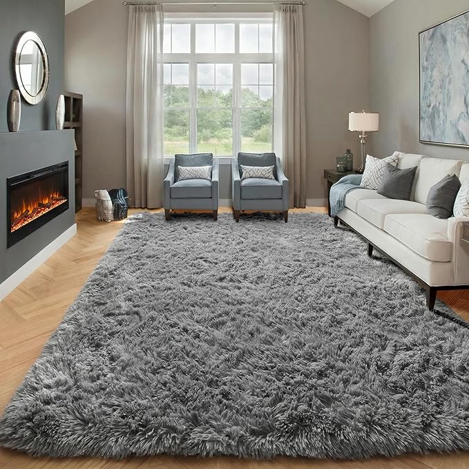 Grey 6x9 Area Rugs for Living Room, Ultra Soft Plush Big Indoor Floor Carpet by ONASAR