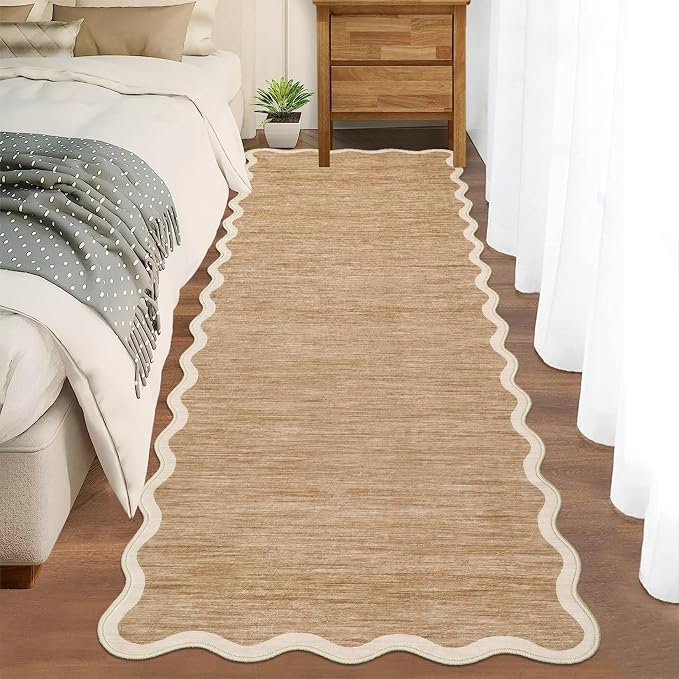 GarveeHome Scalloped Washable Runner Rug 2'6'' x 10' Non Slip Kitchen Rugs | - Image 2