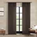 Dark Chocolate 84 Inch Pinch Pleated Semi Sheer Linen Curtains 2 Panels | by Twodrapes