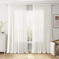 Extra Wide Beige White Curtains by Nanspring