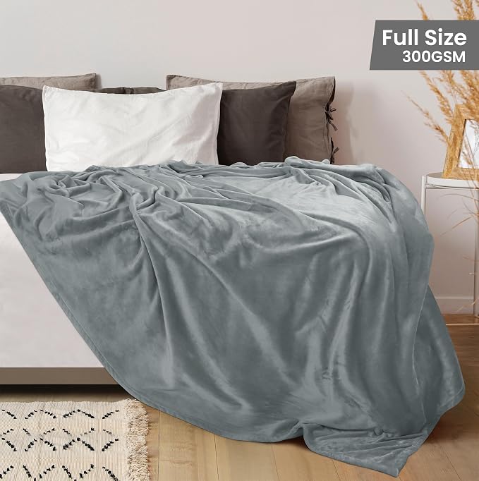 Utopia Bedding Soft Fleece Bed Blanket Full Size Ash Grey | Microfiber Plush - Image 2