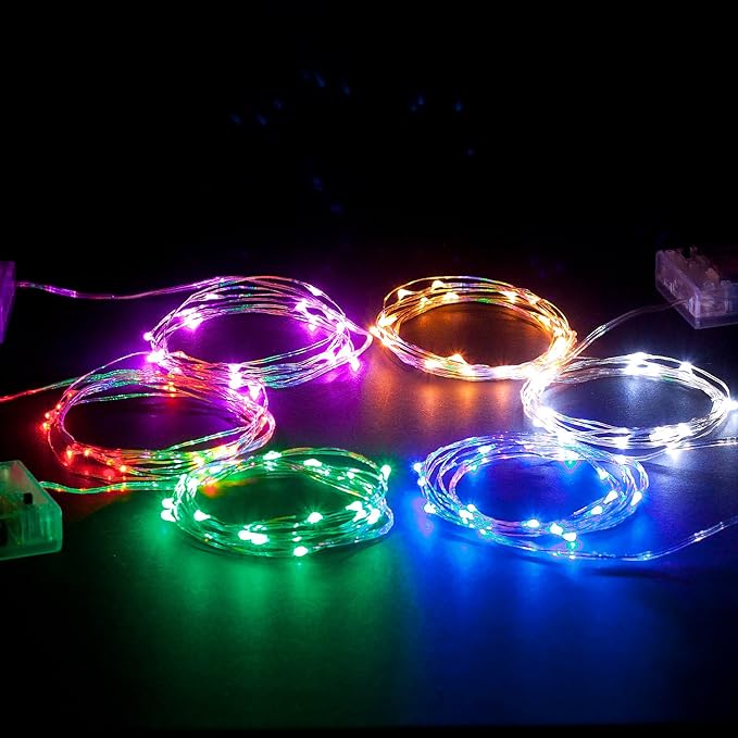 30 LEDs Cold White Color String Lights Silver Wire Indoor and Outdoor 9.5 Feet Firefly Starry Fairy Lights Battery Powered for DIY, Christmas, Holidays, Party, Bedroom and Centerpieces