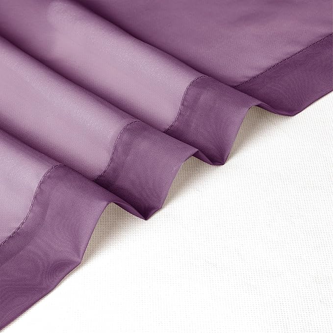 Chyhomenyc Plum Sheer Curtains 96 inches Long 2 Panels, Light Filtering Soft Airy Solid Elegant Voile Window Treatment Drapes for Bedroom Living Room Wedding Party Decor, 42 Wx96 L, 8FT L