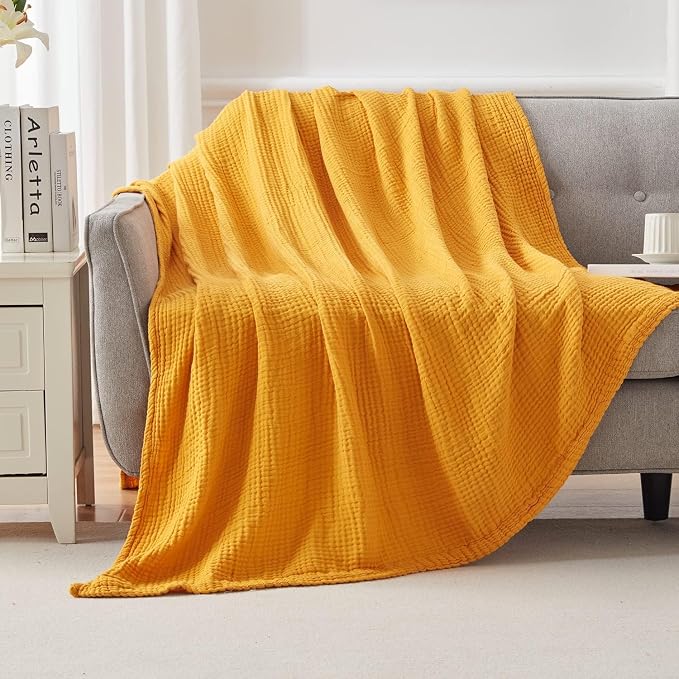 EMME Muslin Blankets for Adults Throw Blanket for Couch Breathable Gauze Soft - Image 7