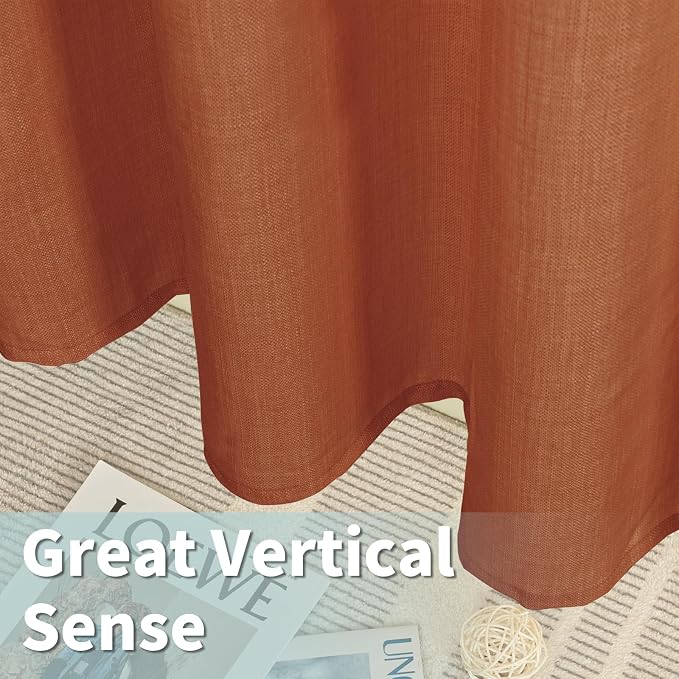 Terracotta 72 Inch Linen Curtains - Image 6