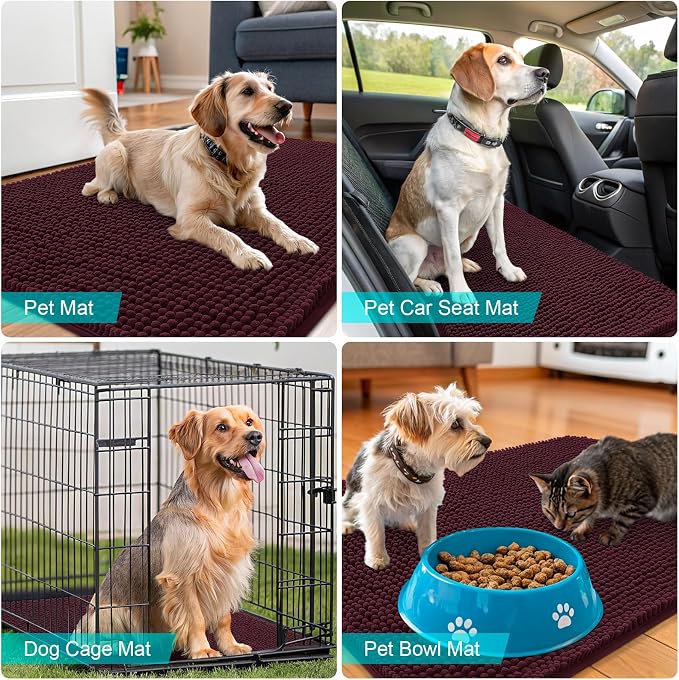 OLANLY Dog Door Mat for Muddy Paws 47x20, Super Absorbent Chenille Mud Mat | - Image 7