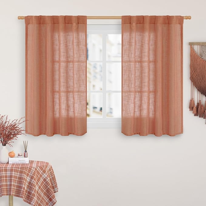 Terracotta Linen Curtains 40 Inch by LAMIT