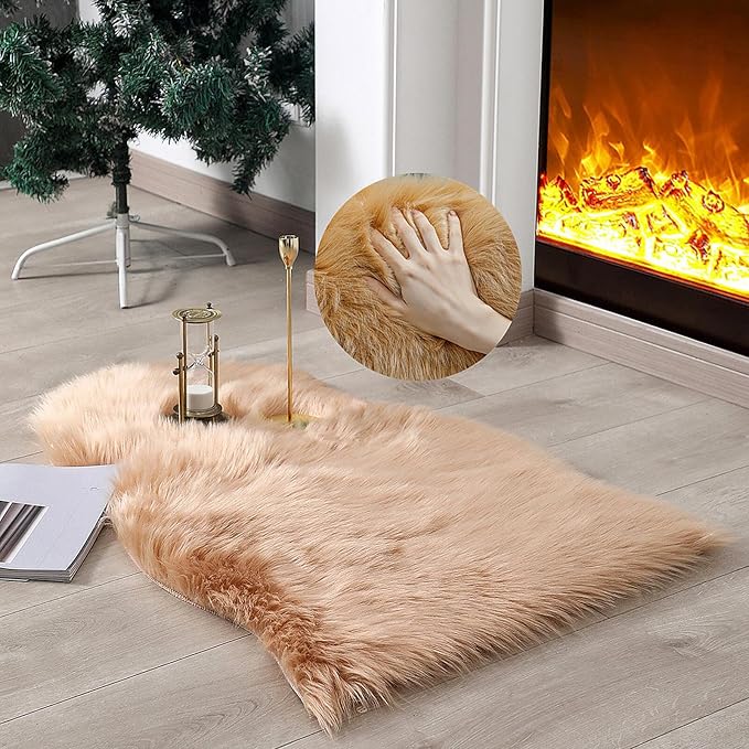 linmopm Faux Fur Sheepskin Rug, 2x3 ft | Shag Fluffy Fuzzy, High-Density Cushion by Limopmfauxfurproducts