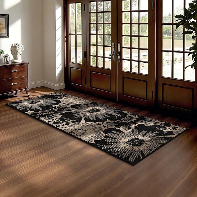Findosom Washable Kitchen Rug Set of 2, Non Slip High-Low Textured Floral - Image 9