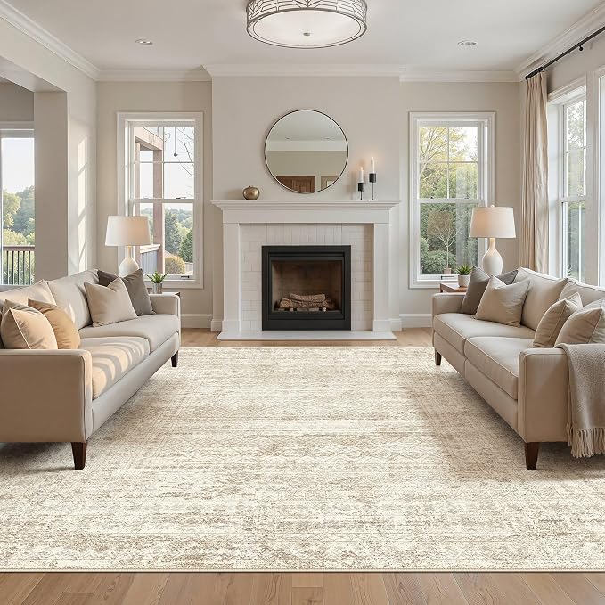 UERMEI Square Area Rugs : Washable 10x10 Neutral Modern Abstract Carpet - Image 4