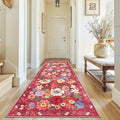 Red Floral Hallway Runner Rug 3x7 by WelcometoBabovid