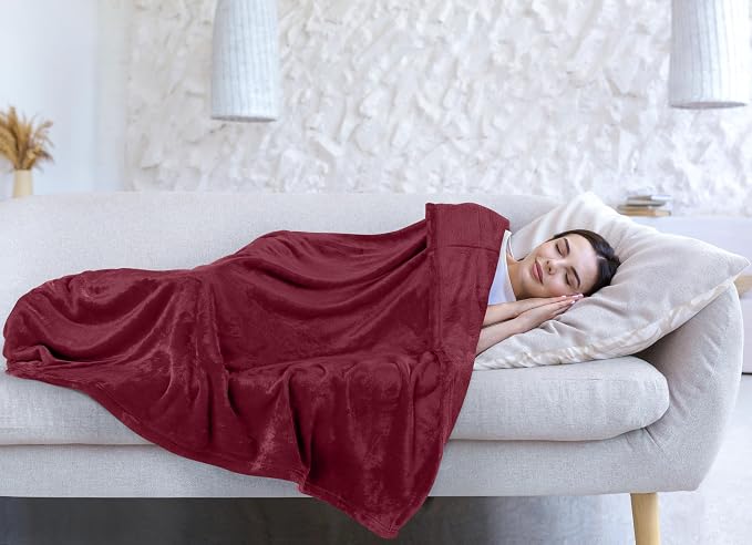 Utopia Bedding Soft Fleece Bed Blanket Queen Size Burgundy | Microfiber Plush - Image 8