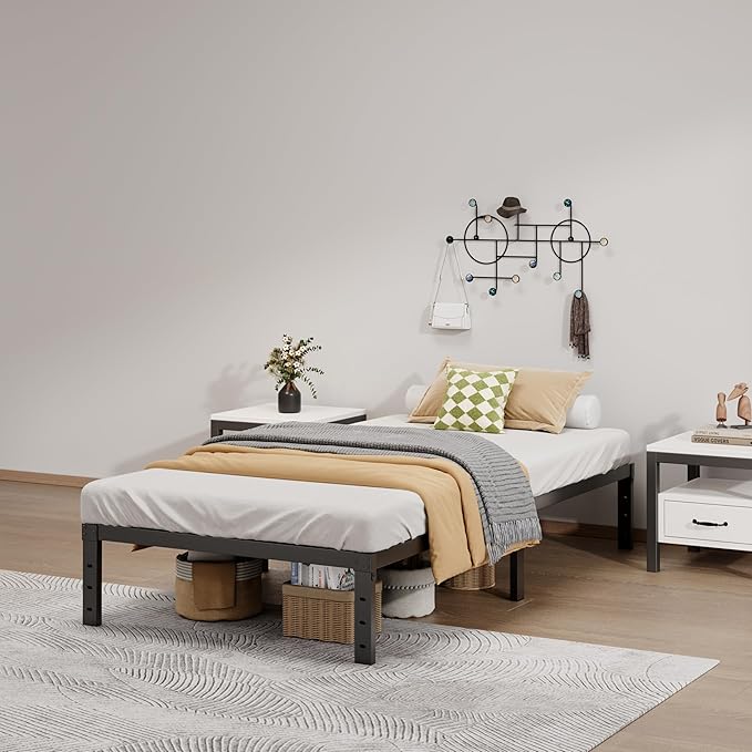 Metal Bed Frame Twin Size - 12 Inch Heavy-Duty Twin Platform Bed Frame No Box Spring Needed, Easy Assembly, Noise-Free, Sturdy Mattress Foundation, Underbed Storage Space