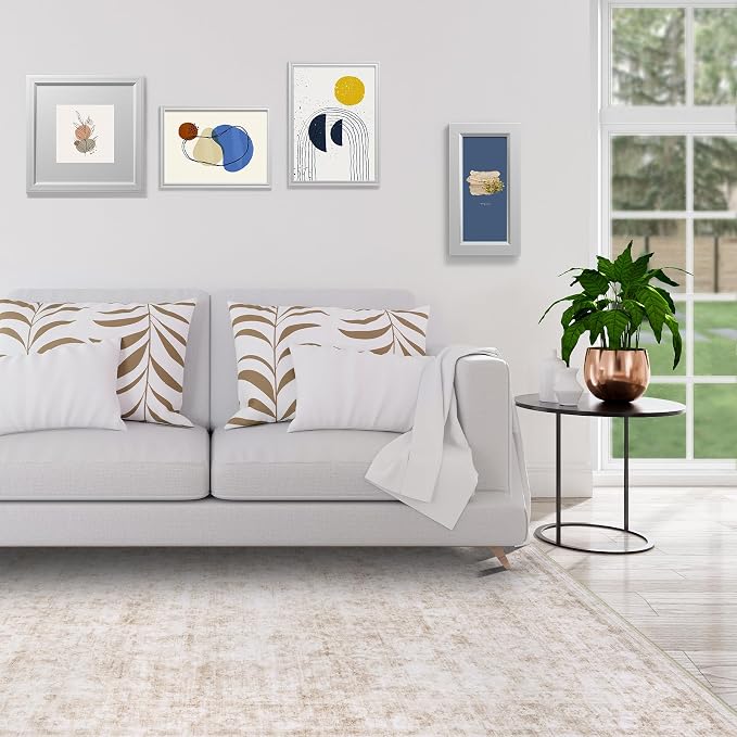 8x10 Area Rugs for Living Room Bedroom Dining Room Washable Beige White | Soft - Image 3