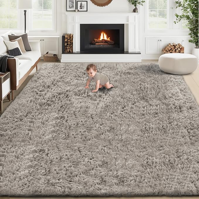 8x10 Area Rugs for Living Room: Fluffy Shag Soft Washable Rug Large Fuzzy Plush by VECARF