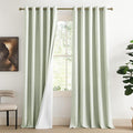 NICETOWN Sage Green Blackout Linen Curtains 95" Long, 2 Pieces, Bronze Grommet by NICETOWN