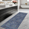 Dark Blue Washable 2x7 Runner Rug Non Slip by HazoHaus