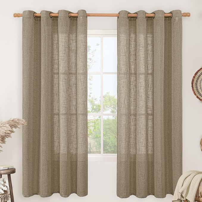 Taupe Linen Curtains 72 Inch Length by LAMIT