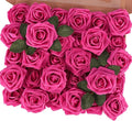 MACTING 30PCS Artificial Flower Roses, Real Touch Fake Flowers with Stems, Foam Roses for Wedding Bouquet Party Centerpieces Baby Shower Home Decorations (Hot Pink)