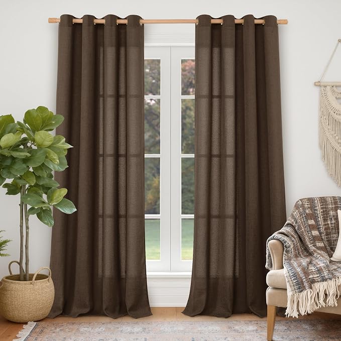 YoungsTex Brown Linen Curtains 84 Inch Length by YoungsTex