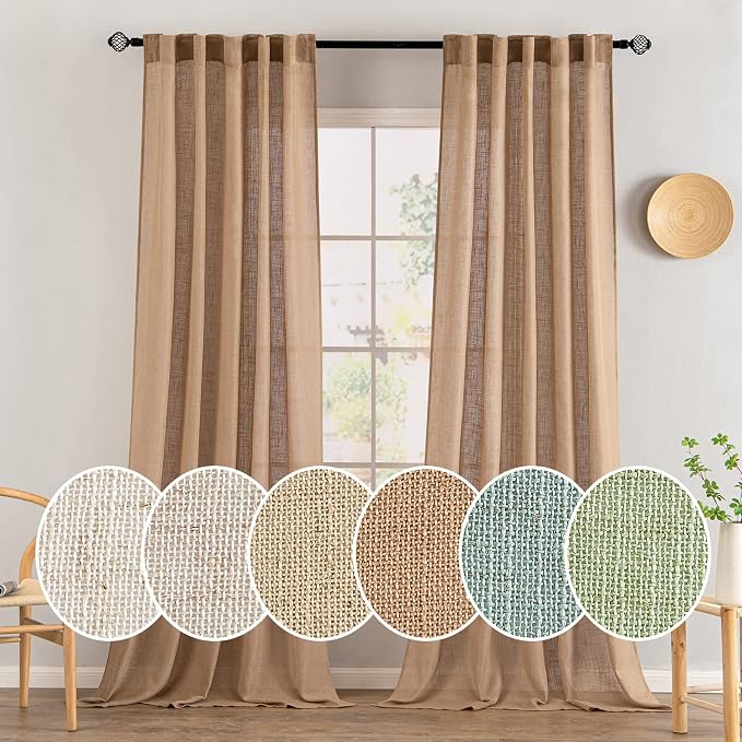 MIULEE Brown Linen Curtains 52x96 Inch Long Soft Thick Linen Textured | Curtains by MIULEE