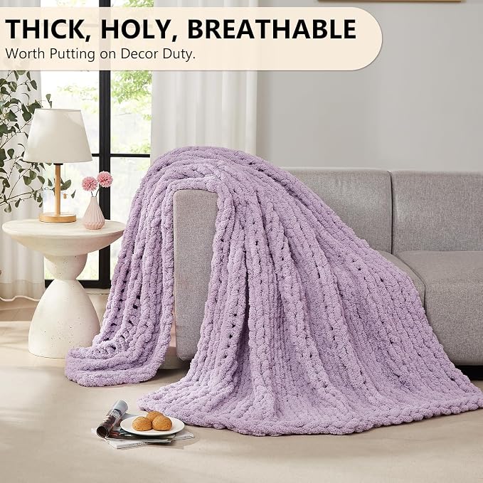 L'AGRATY Chunky Knit Throw Blanket - Image 5