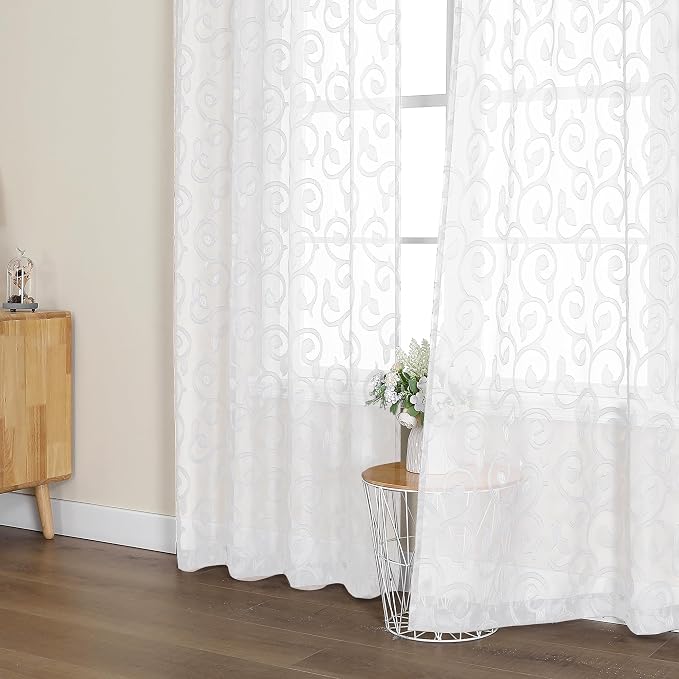 Furman Extra Long Sheer White Curtains 96 inches Long - Image 6