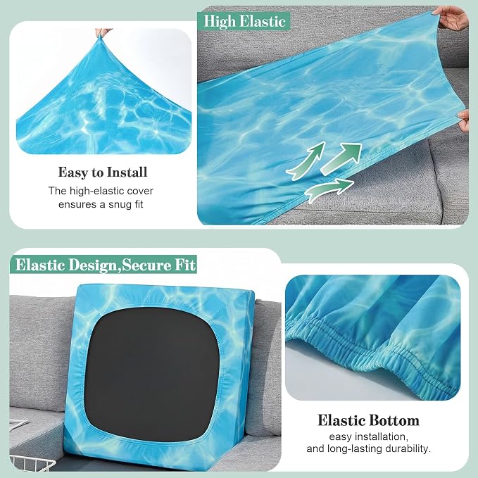 8Pcs Patio Cushion Covers Stretch Outdoor Furniture Protector Slipcovers | - Image 5
