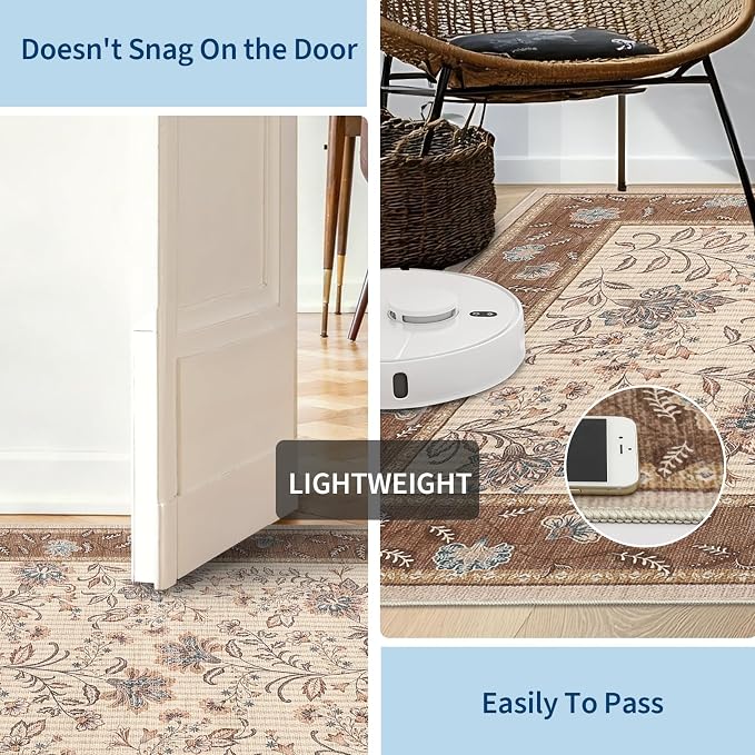 GarveeHome Small Brown Entryway Rug 2x3 Washable Front Door Rug Doormat | Low - Image 6