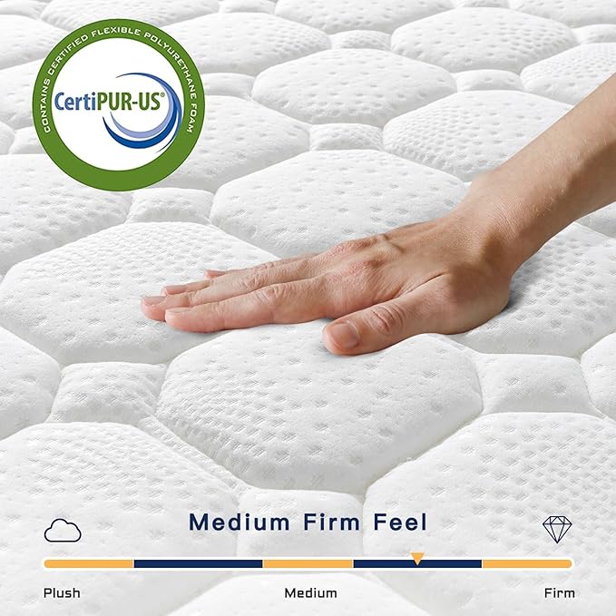 Vesgantti 12 Inch Multilayer Hybrid Queen Mattress - Multiple Sizes & Styles Available, Ergonomic Design with Memory Foam and Pocket Spring, Medium Firm Feel, White